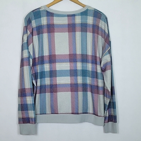 Natural Reflections Grey Plaid Long Sleeve Crew Size Large L - Picture 5 of 5